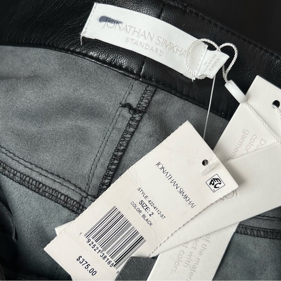NWT JONATHAN SIMKHAI High Rise Vegan Leather Slim Straight Ankle Cropped Pants 2 - Picture 7 of 10